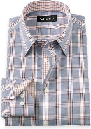 Paul Fredrick Tailored Fit Non-iron Cotton Plaid Dress Shirt With Contrast Trim