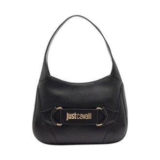 Just Cavalli Tassen, Dames, Zwart, ONE Size, Leer, Hobo Schoudertas