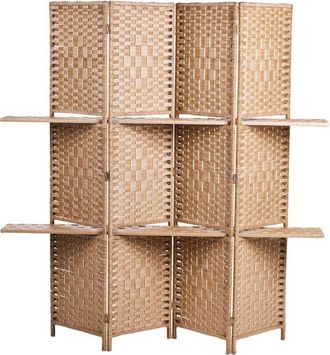 Beliani Divisorio pieghevole a 4 pannelli con luce di legno Scaffali Trafoi