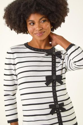 Roman Stripe Bow Detail Knit Jumper