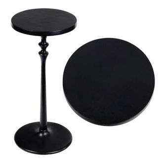 Jonathan Y Designs Lulu 19.5 Art Deco Classic Pedestal Round Metal Drink Table and Decorative End Table in Black at Nordstrom