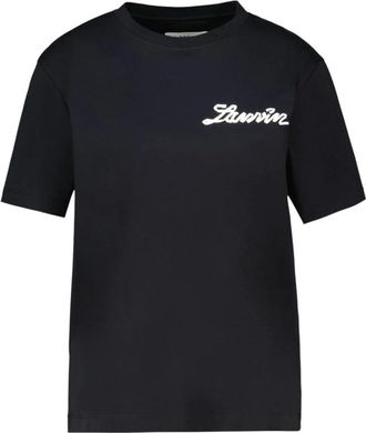 Lanvin Tops, Dames, Zwart, XL, Katoen, T-shirt met klein logo