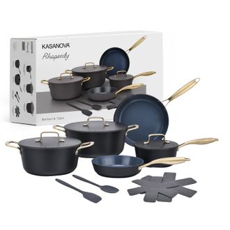KASANOVA Batteria 12 pezzi antiaderente ceramico Rhapsody nera