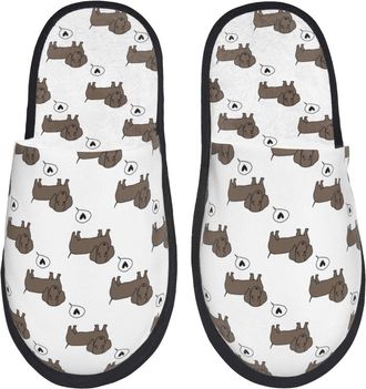 Generic Hotel Slippers Dachshund Dog Unisex Plush Slippers Soft House Shoes For Room Indoor Holiday L
