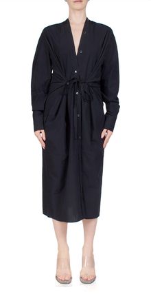 6397 Womens Colarless Shirtdress In Black