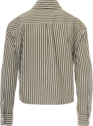 Max Mara Womens Shirt Panetto Pistachio Stripe Stripe-Off White Cotton Stripe/off