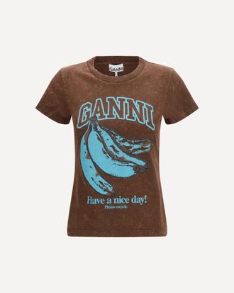Ganni Banana cotton T-shirt Female XS