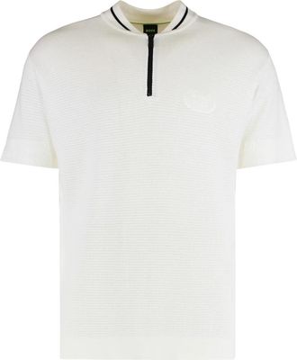 HUGO BOSS Polo van gemengd katoen - Heren - T-shirts - Wit - XS - Katoen - Tops