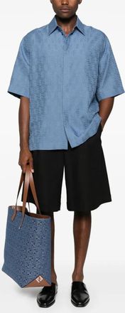 Fendi Cerulean Blauw Linnenmix Shirt