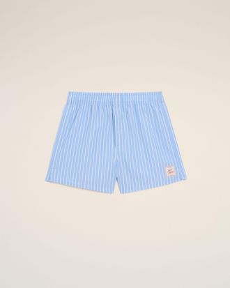 Ami Blue Cotton Stripes Short Blue - XL - for Men