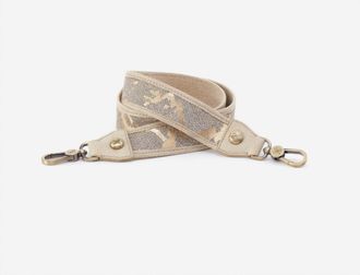 Hobo Full-Grain Leather Guitar Strap In Golden Herringbone