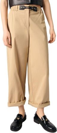 Maje Wide-leg cotton pants in Beige Light at Nordstrom, Size 40 Eu
