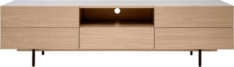 Miliboo Miliboo - Mueble Tv De Dise&ntilde;o Con Armarios De Madera De Roble Claro Y Metal Negro 180 Cm Alaska