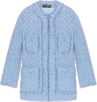 Dolce & Gabbana Tweed Jackets, female, Blue, Size: S Tweed Jacket