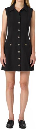 French Connection Azra Twill Button Mini Dress In Black
