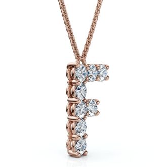 Pompeii3 1Ct Diamond Initial F Pendant 14k Gold 18 Necklace Lab Grown 5/8 Tall