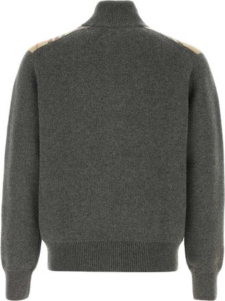 Burberry Mens Heritage Cardigan Gray Wool Cashmere