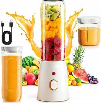 OEM Licuadora Port&aacute;til, Batidora Port&aacute;til, Batidora Personal Inal&aacute;mbrica, 21000 Rpm, Blanca, Vaso Doble Para Zumos Y Papillas, 450 Ml Y 180 Ml