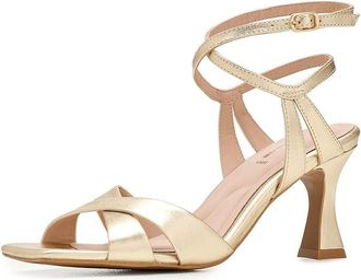 Johnston & Murphy Christine Cross Band Sandals Womens Sandals Gold Metallic Sheepskin : 7.5 M, Leather