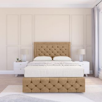Sloomy Vienna Dumfries Bed Set, No Drawers Mattress & 54 Headboard in Light Beige | Size: Small Single