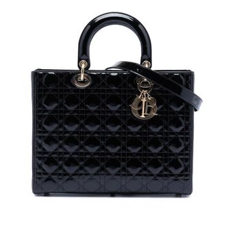 Dior Pre-owned Dior Large Patent Cannage Lady Dior 15-BO-0220