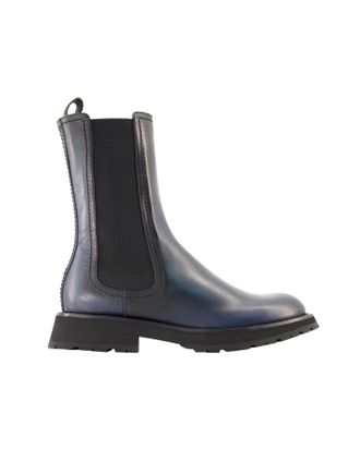 Alexander McQueen Alexander Mcqueen Mens Chelsea Boots - - Leather - Black - Grey - Size EU 42