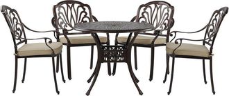 Beliani Conjunto De Comedor Para Jard&iacute;n Mesa Exterior De Aluminio Marr&oacute;n 4 Sillas Con Cojines De Asiento De Poli&eacute;ster Ancona