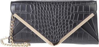 San Diego Hat Company Croc Embossed Smooth PU Leather Envelope Clutch w/ Removable Strap Womens Handbags Black, Polyurethane