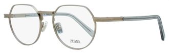 Ermenegildo Zegna Mens Rounded Geometric Eyeglasses EZ5286 015 Matte Ruthenium/Gray 51mm