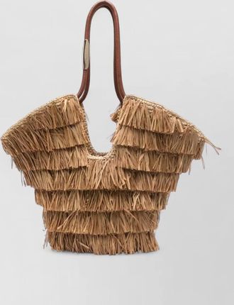 Zimmermann goldentime medium tote bag woven fringe