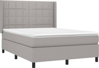 vidaXL Vidaxl - Cama Box Spring Con Colch&oacute;n Tela Gris Claro 140x200 Cm