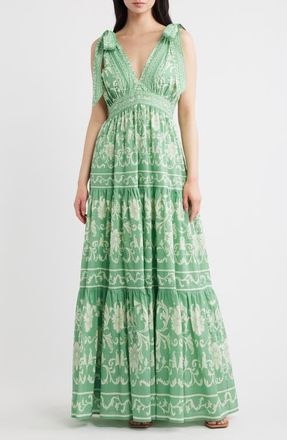 Flying Tomato Print Cotton Maxi Dress in Sage at Nordstrom, Size Medium
