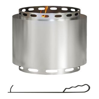 OUTSUNNY 48.5cm Smokeless Wood Burning Firepit Stainless Steel Fire Pit - Silver | TJ Hughes