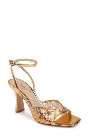 Badgley Mischka Zaha Ankle Strap Sandal in Gold Antique at Nordstrom, Size 9.5