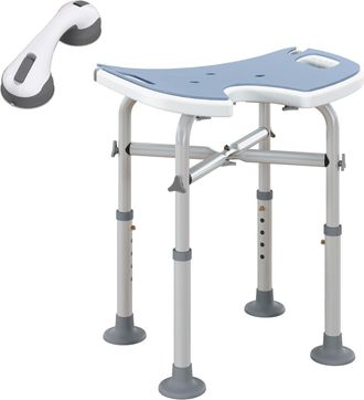 HOMCOM Aluminium Shower Stool For Elderly Disabled Non-Slip Bath Stool Blue - Light Blue | TJ Hughes