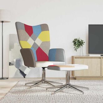 vidaXL Silla De Relax Con Taburete Tela Patchwork Vidaxl