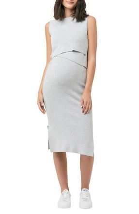 Ripe Layered Nursing Maternity Dress in Silver at Nordstrom, Size X-Large