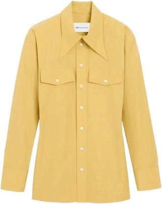 Ami Sharp Collar Fitted Shirt - Dames - Overhemden - Geel - XS - Katoen - Overhemden