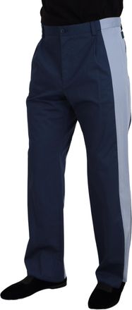 Dolce & Gabbana Mens Blue Cotton Straight Fit Pants Elastane