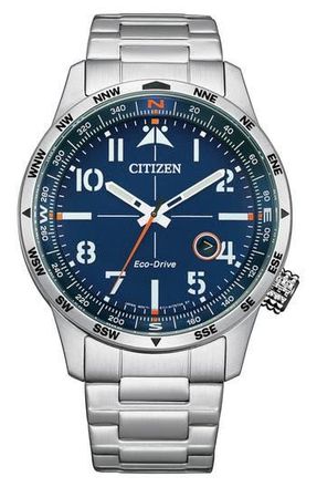 Citizen Eco-Drive Stainless Steel Bracelet Watch, 43mm in Silver-Tone at Nordstrom Rack