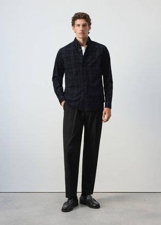 Mango Camicia in micropana a quadri regular fit blu marino scuro - Uomo - XXL - MANGO MAN