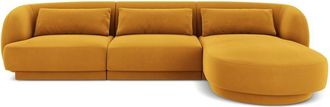 BLOOMINGLOFT 4-Sitzer Design Ecksofa Tulum mit Eckteil rechts, mit Samtbezug