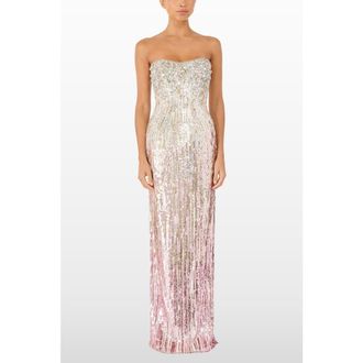 Jenny Packham Cesonia Embellished Strapless Maxi Dress in Sugar at Nordstrom, Size 10 Uk