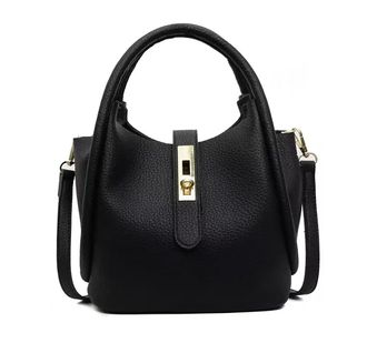 Generic Womens Large Capacity BlackCrossbody Bag -PU Leather BucketShoulder Bag,Stylish SpaciousHandbag for Travel Shopping