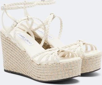 Jimmy Choo London Nyra braided leather espadrille wedges