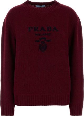 Prada Brown Logo Crew Neck Sweater