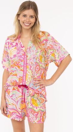 Zwillingsherz Shirtbluse »Power Aquarell« Set mit Bluse und Shorts mit Tasseln aus Viskose