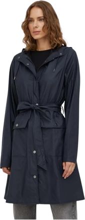 Rains Curve Long Jacket - Dames - Regenjassen - Blauw - XL - Jassen