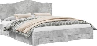 vidaXL Estructura De Cama Con Cabecera Gris Concreto 200 X 200 Cm Vidaxl