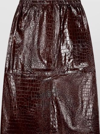 Alysi crocodile effect leather midi a-line skirt
